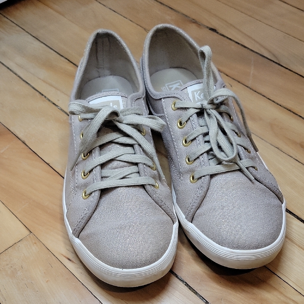 Keds Women's Canvas Lace-Up Sneakers in Gold Taupe
